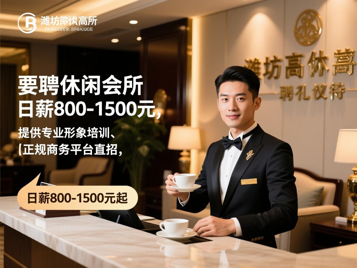 潍坊高端休闲会所急聘礼仪接待,日薪800-1500元起,提供专业形象培训,正规商务平台直招