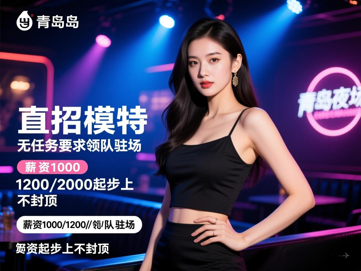 青岛夜场直招模特,无任务要求领队驻场,薪资1000/1200/2000起步上不封顶