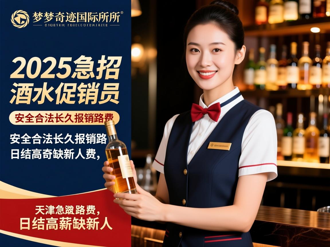 天津金梦奇迹国际会所2025急招酒水促销员，安全合法长久报销路费，日结高薪缺新人