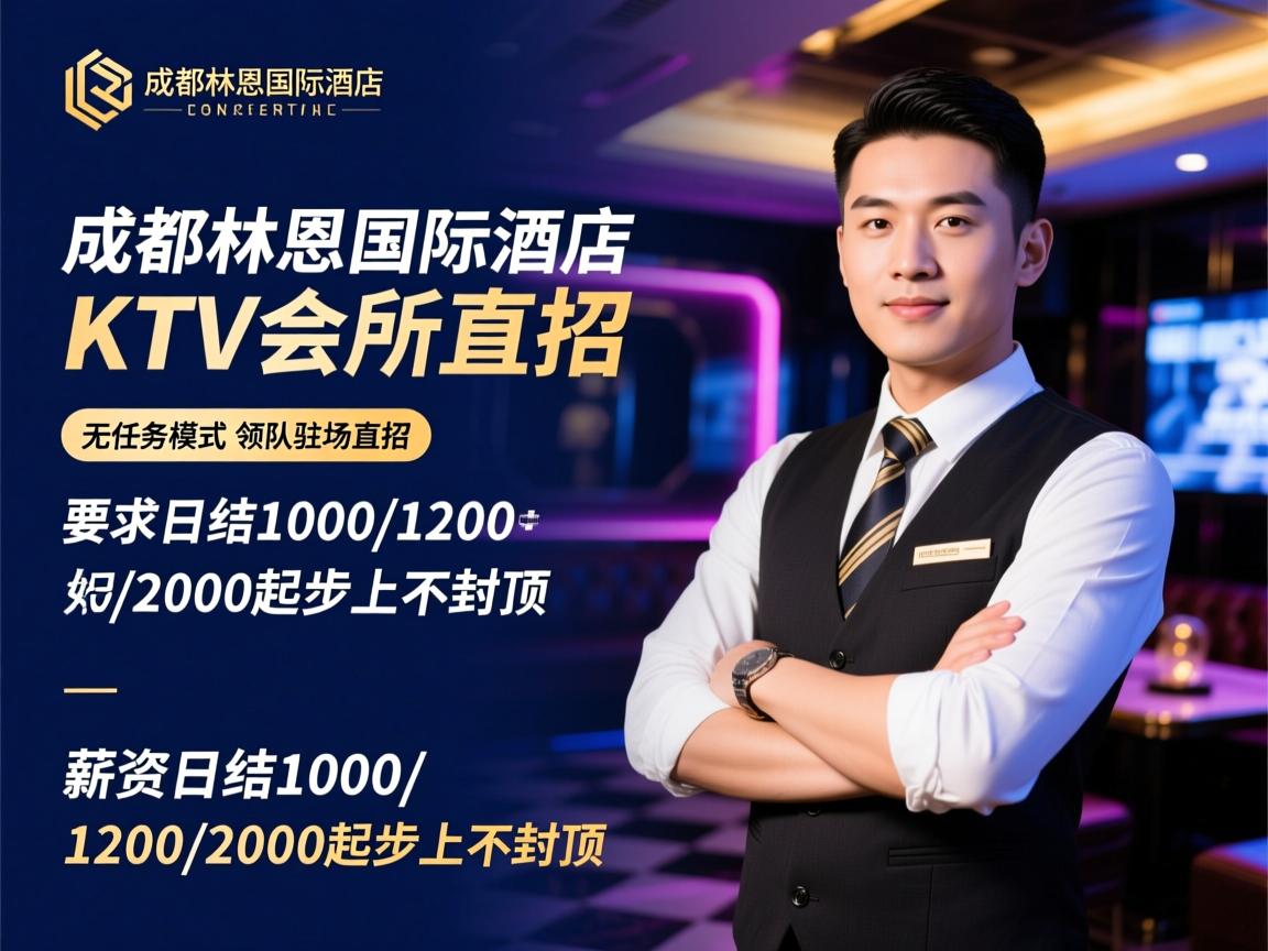 成都林恩国际酒店KTV会所直招,无任务模式,领队驻场直招,薪资日结1000/1200/2000起步上不封顶
