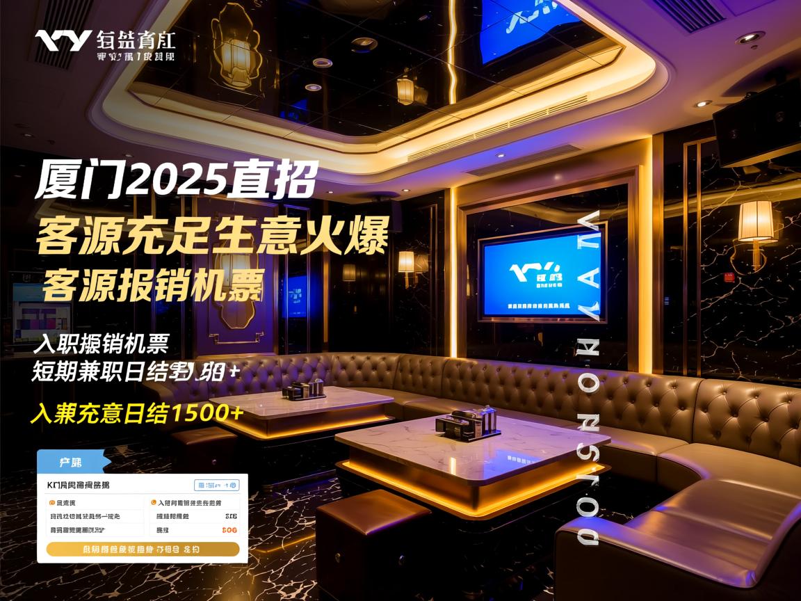 厦门高端商务KTV2025直招,客源充足生意火爆,入职报销机票,短期兼职日结1500+