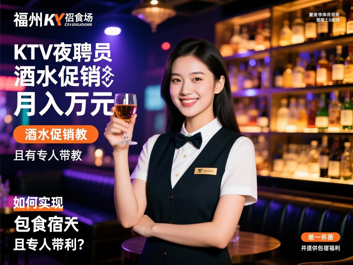 福州KTV夜场招聘酒水促销员,如何实现月入万元且有专人带教,并提供包食宿的福利？