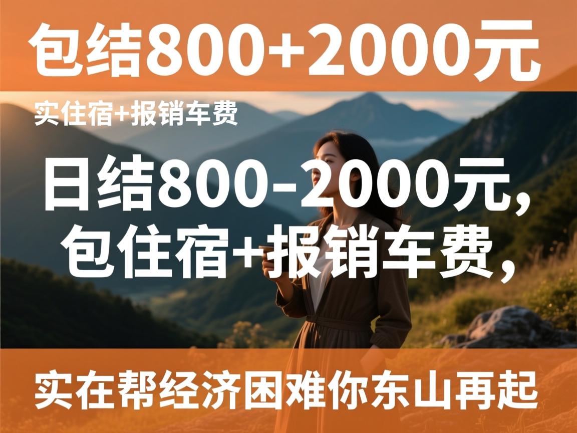 日结800-2000元，包住宿+报销车费，实在帮经济困难的你东山再起