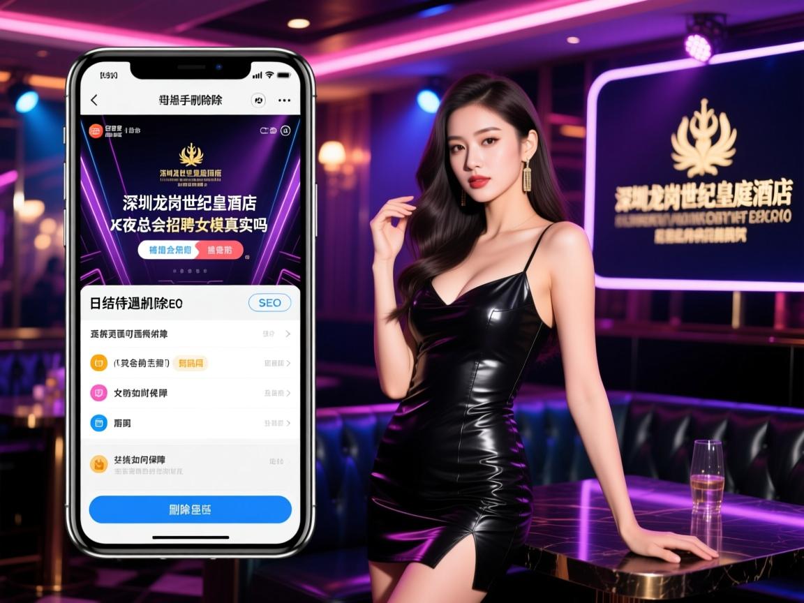 页面手机删除SEO，深圳龙岗世纪皇庭酒店KTV夜总会招聘女模真实吗，日结待遇如何保障，正规平台怎样识别